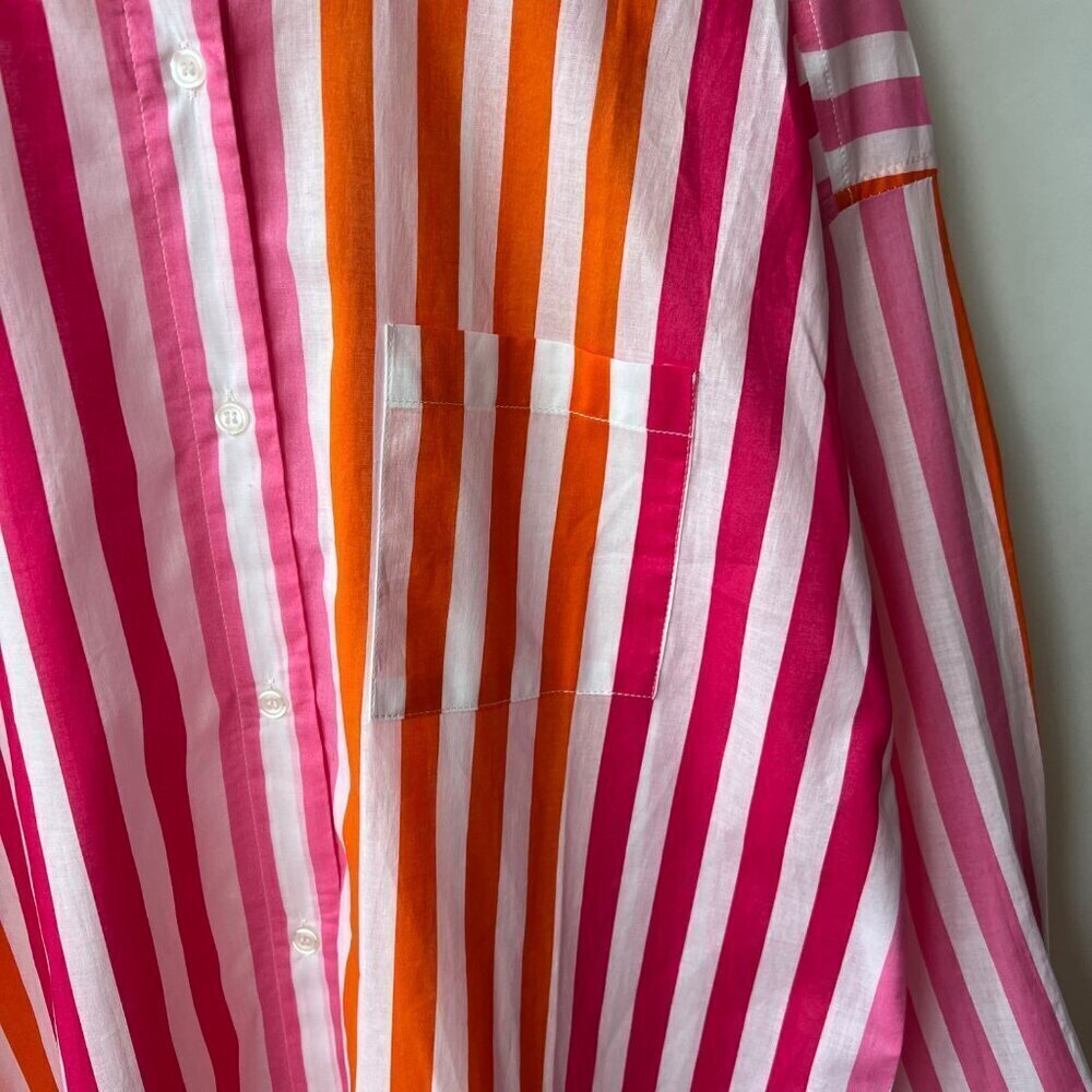 Beach Riot like new Alexa over shirt in sunset stripes, pink/ orange, Size L - Picture 8 of 8